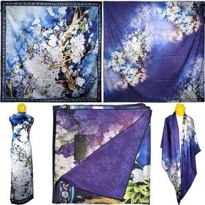NWT Double Sided Silk Scarf 53"x53" Large Square Shawl Wrap XiangYunShal 22541